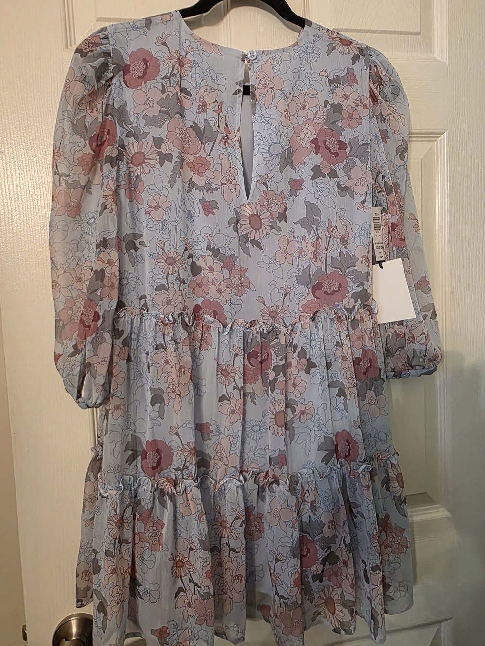 Sunday Best ' Floral Tiered Dress in Light Blue and Pink - Picture 2 of 6